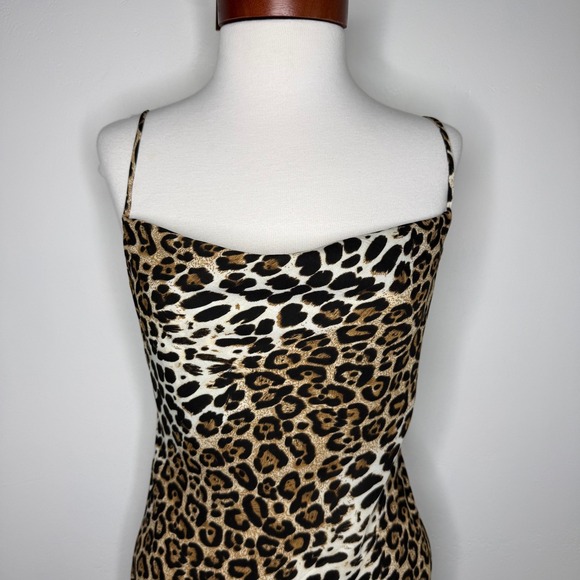 Speechless Leopard Print Mini Slip Dress Small Y2K 90s Spaghetti Strap Cowl Neck - Picture 2 of 9